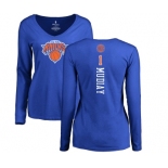 NBA Women's Nike New York Knicks #1 Emmanuel Mudiay Royal Blue Backer Long Sleeve T-Shirt