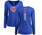 NBA Women's Nike New York Knicks #1 Emmanuel Mudiay Royal Blue Backer Long Sleeve T-Shirt