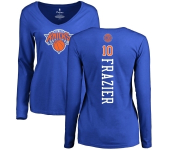 NBA Women's Nike New York Knicks #10 Walt Frazier Royal Blue Backer Long Sleeve T-Shirt