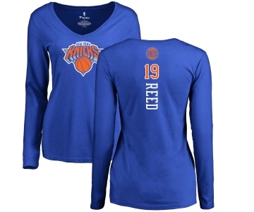 NBA Women's Nike New York Knicks #19 Willis Reed Royal Blue Backer Long Sleeve T-Shirt