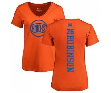 NBA Women's Nike New York Knicks #26 Mitchell Robinson Orange One Color Backer Slim-Fit V-Neck T-Shirt