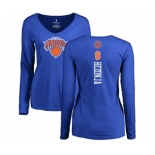 NBA Women's Nike New York Knicks #8 Mario Hezonja Royal Blue Backer Long Sleeve T-Shirt