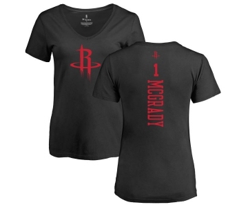 NBA Women's Nike Houston Rockets #1 Tracy McGrady Black One Color Backer Slim-Fit V-Neck T-Shirt