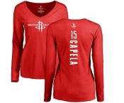 NBA Women's Nike Houston Rockets #15 Clint Capela Red Backer Long Sleeve T-Shirt