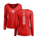 NBA Women's Nike Houston Rockets #17 PJ Tucker Red Backer Long Sleeve T-Shirt