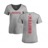 NBA Women's Nike Houston Rockets #34 Hakeem Olajuwon Ash Backer T-Shirt