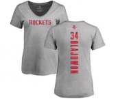 NBA Women's Nike Houston Rockets #34 Hakeem Olajuwon Ash Backer T-Shirt