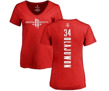 NBA Women's Nike Houston Rockets #34 Hakeem Olajuwon Red Backer T-Shirt