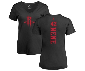 NBA Women's Nike Houston Rockets #42 Nene Black One Color Backer Slim-Fit V-Neck T-Shirt