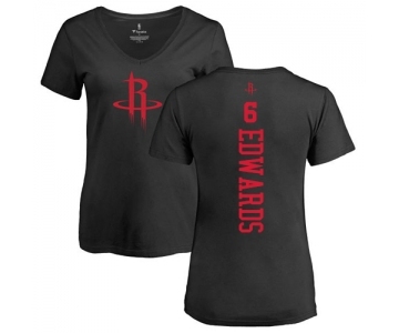 NBA Women's Nike Houston Rockets #6 Vincent Edwards Black One Color Backer Slim-Fit V-Neck T-Shirt