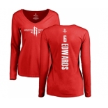 NBA Women's Nike Houston Rockets #6 Vincent Edwards Red Backer Long Sleeve T-Shirt