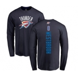 NBA Nike Oklahoma City Thunder #0 Russell Westbrook Navy Blue Backer Long Sleeve T-Shirt