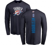 NBA Nike Oklahoma City Thunder #0 Russell Westbrook Navy Blue Backer Long Sleeve T-Shirt