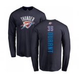 NBA Nike Oklahoma City Thunder #35 Kevin Durant Navy Blue Backer Long Sleeve T-Shirt