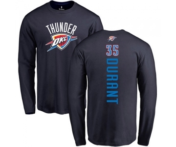 NBA Nike Oklahoma City Thunder #35 Kevin Durant Navy Blue Backer Long Sleeve T-Shirt