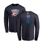 NBA Nike Oklahoma City Thunder #40 Shawn Kemp Navy Blue Backer Long Sleeve T-Shirt