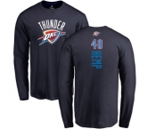 NBA Nike Oklahoma City Thunder #40 Shawn Kemp Navy Blue Backer Long Sleeve T-Shirt