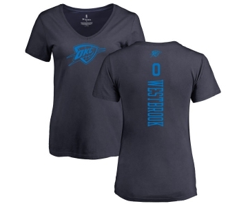 NBA Women's Nike Oklahoma City Thunder #0 Russell Westbrook Navy Blue One Color Backer Slim-Fit V-Neck T-Shirt