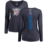 NBA Women's Nike Oklahoma City Thunder #11 Detlef Schrempf Navy Blue Backer Long Sleeve T-Shirt