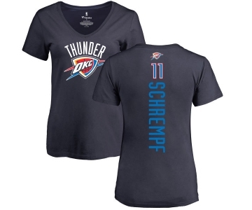 NBA Women's Nike Oklahoma City Thunder #11 Detlef Schrempf Navy Blue Backer T-Shirt