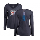 NBA Women's Nike Oklahoma City Thunder #12 Steven Adams Navy Blue Backer Long Sleeve T-Shirt