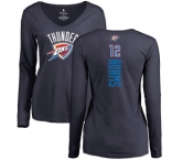 NBA Women's Nike Oklahoma City Thunder #12 Steven Adams Navy Blue Backer Long Sleeve T-Shirt