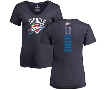 NBA Women's Nike Oklahoma City Thunder #13 Paul George Navy Blue Backer T-Shirt