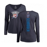 NBA Women's Nike Oklahoma City Thunder #17 Dennis Schroder Navy Blue Backer Long Sleeve T-Shirt