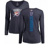 NBA Women's Nike Oklahoma City Thunder #17 Dennis Schroder Navy Blue Backer Long Sleeve T-Shirt