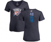 NBA Women's Nike Oklahoma City Thunder #40 Shawn Kemp Navy Blue Backer T-Shirt