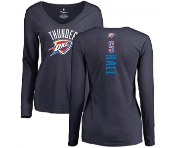 NBA Women's Nike Oklahoma City Thunder #5 Devon Hall Navy Blue Backer Long Sleeve T-Shirt