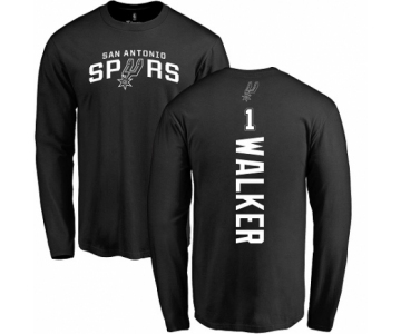 NBA Nike San Antonio Spurs #1 Lonnie Walker Black Backer Long Sleeve T-Shirt