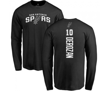 NBA Nike San Antonio Spurs #10 DeMar DeRozan Black Backer Long Sleeve T-Shirt