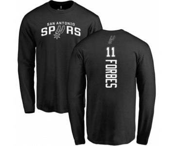 NBA Nike San Antonio Spurs #11 Bryn Forbes Black Backer Long Sleeve T-Shirt