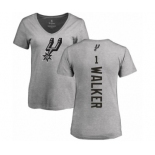 NBA Women's Nike San Antonio Spurs #1 Lonnie Walker Ash Backer T-Shirt