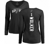 NBA Women's Nike San Antonio Spurs #1 Lonnie Walker Black Backer Long Sleeve T-Shirt