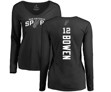 NBA Women's Nike San Antonio Spurs #12 Bruce Bowen Black Backer Long Sleeve T-Shirt