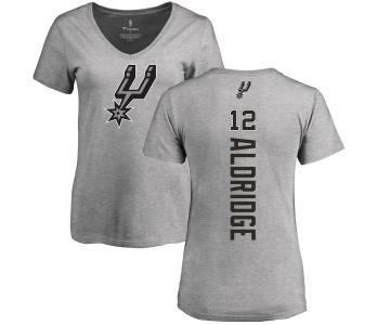 NBA Women's Nike San Antonio Spurs #12 LaMarcus Aldridge Ash Backer T-Shirt