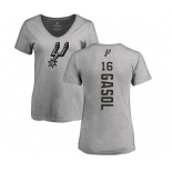 NBA Women's Nike San Antonio Spurs #16 Pau Gasol Ash Backer T-Shirt