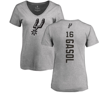 NBA Women's Nike San Antonio Spurs #16 Pau Gasol Ash Backer T-Shirt