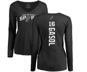 NBA Women's Nike San Antonio Spurs #16 Pau Gasol Black Backer Long Sleeve T-Shirt