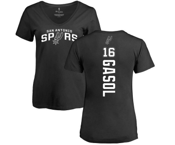 NBA Women's Nike San Antonio Spurs #16 Pau Gasol Black Backer T-Shirt