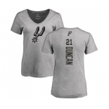 NBA Women's Nike San Antonio Spurs #21 Tim Duncan Ash Backer T-Shirt