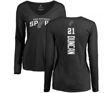 NBA Women's Nike San Antonio Spurs #21 Tim Duncan Black Backer Long Sleeve T-Shirt