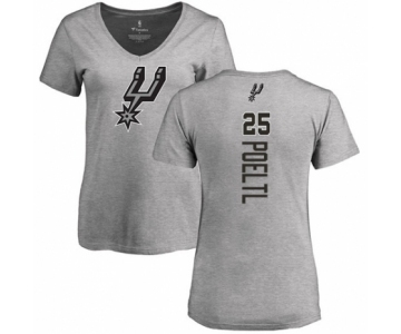 NBA Women's Nike San Antonio Spurs #25 Jakob Poeltl Ash Backer T-Shirt