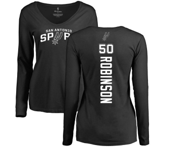 NBA Women's Nike San Antonio Spurs #50 David Robinson Black Backer Long Sleeve T-Shirt