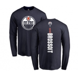 NHL Adidas Edmonton Oilers #1 Laurent Brossoit Navy Blue Backer Long Sleeve T-Shirt