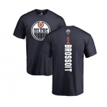 NHL Adidas Edmonton Oilers #1 Laurent Brossoit Navy Blue Backer T-Shirt