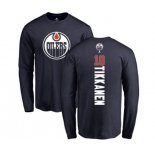 NHL Adidas Edmonton Oilers #10 Esa Tikkanen Navy Blue Backer Long Sleeve T-Shirt