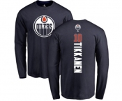 NHL Adidas Edmonton Oilers #10 Esa Tikkanen Navy Blue Backer Long Sleeve T-Shirt